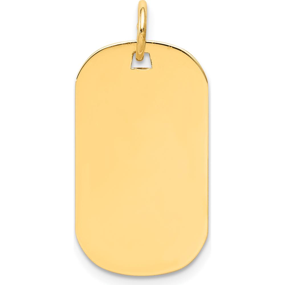14K Yellow Gold Plain Engraveable Dog Tag Disc Charm - 23mm x 13mm by Oro Pregiato