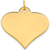 14K Yellow Gold Plain Engraveable Heart Disc Charm - 25mm by Oro Pregiato
