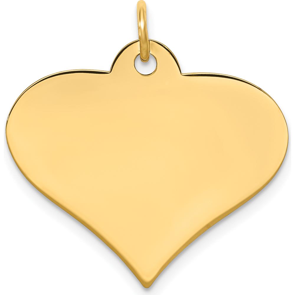 14K Yellow Gold Plain Engraveable Heart Disc Charm - 25mm by Oro Pregiato