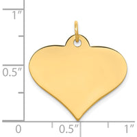 14K Yellow Gold Plain Engraveable Heart Disc Charm - 25mm by Oro Pregiato