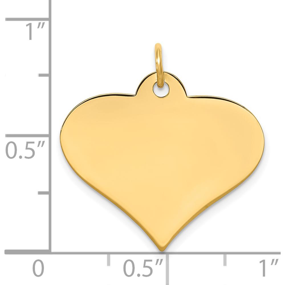 14K Yellow Gold Plain Engraveable Heart Disc Charm - 25mm by Oro Pregiato