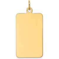 14K Yellow Gold Plain Rectangular Engravable Disc Charm - Personalized Custom Pendant by Oro Pregiato