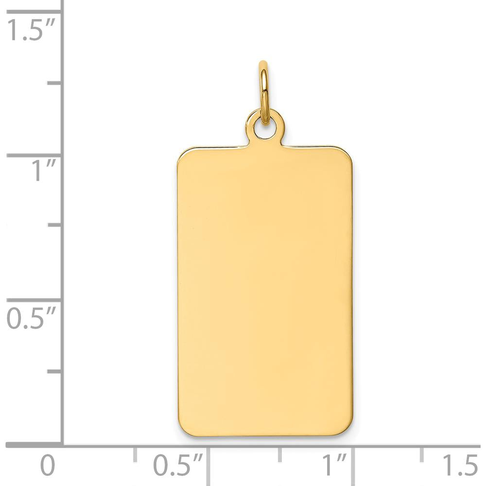 14K Yellow Gold Plain Rectangular Engravable Disc Charm - Personalized Custom Pendant by Oro Pregiato