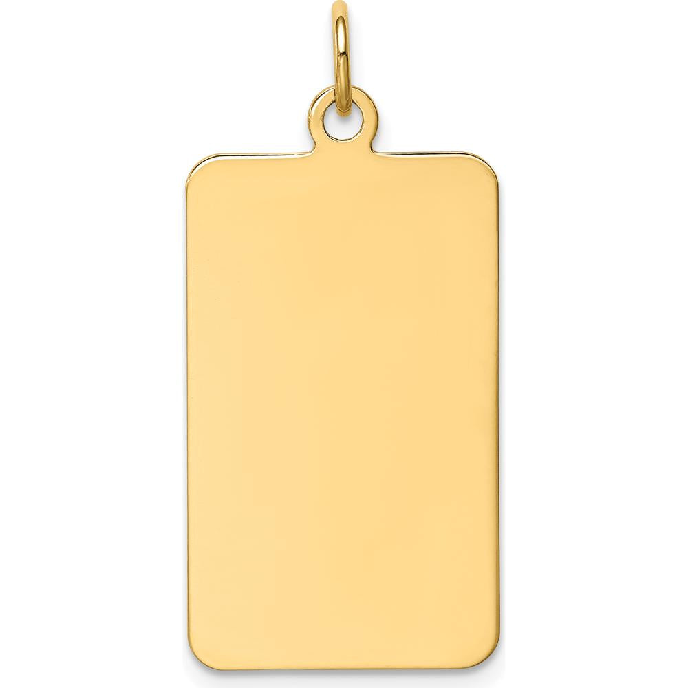 14K Yellow Gold Plain Rectangular Engravable Disc Charm - Personalized Pendant for Customization by Oro Pregiato