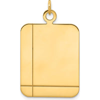 14K Yellow Gold Plain Rectangular Engravable Disc Charm - Personalized Pendant with Polished Finish by Oro Pregiato