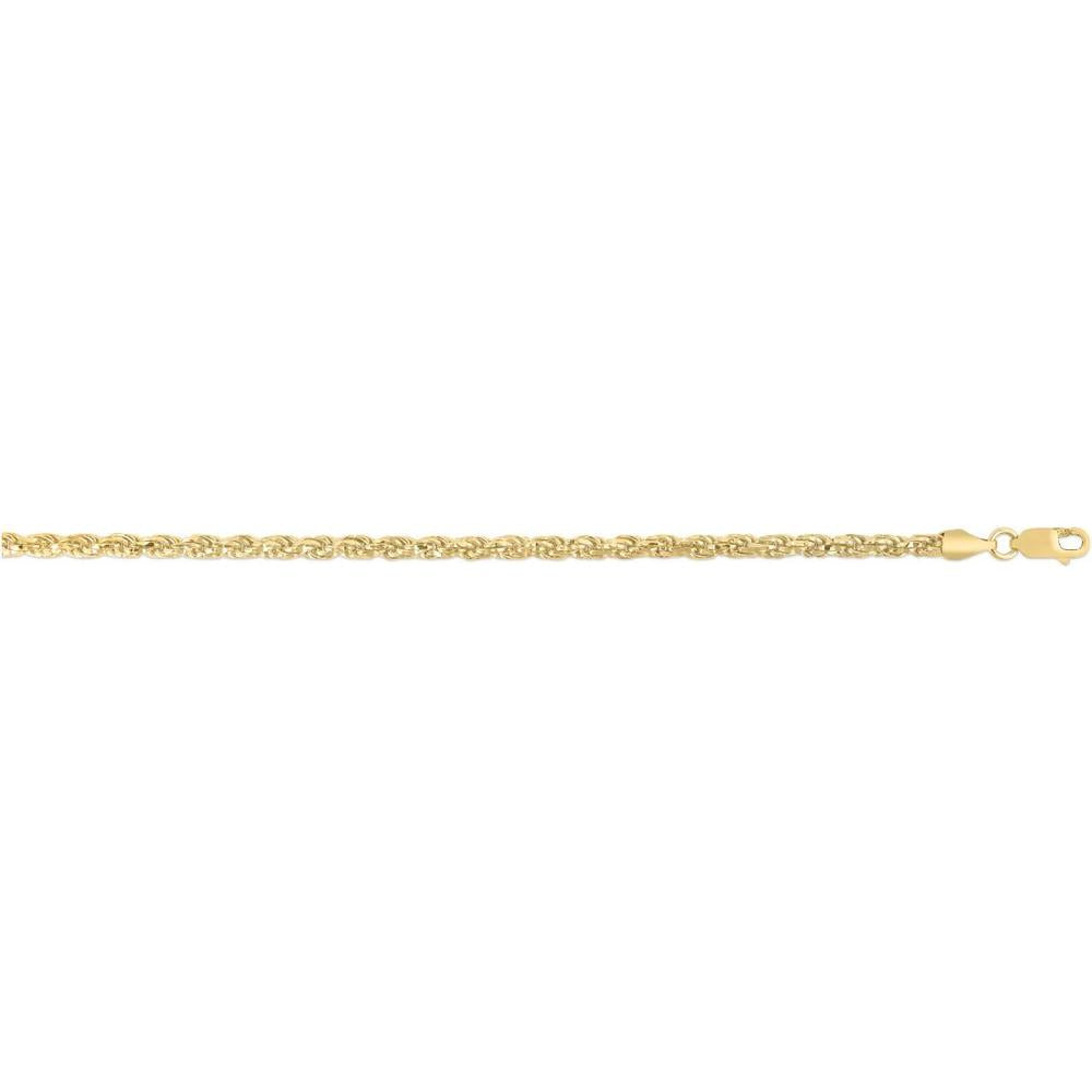 14K Yellow Gold Plated Diamond Cut 3.6mm Sterling Silver Rope Chain Necklace - 20" by Orozza Fine Jewelry