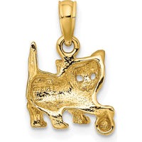 14K Yellow Gold Playful Cat with Ball Pendant - Whimsical Charm for Cat Lovers by Oro Pregiato