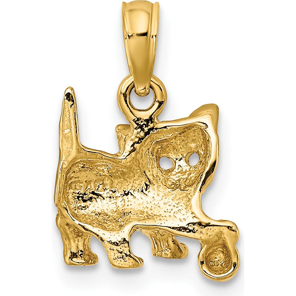 14K Yellow Gold Playful Cat with Ball Pendant - Whimsical Charm for Cat Lovers by Oro Pregiato