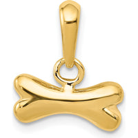 14K Yellow Gold Playful Dog Bone Pendant - 15mm Length by Oro Pregiato