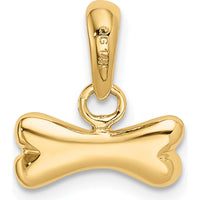 14K Yellow Gold Playful Dog Bone Pendant - 15mm Length by Oro Pregiato