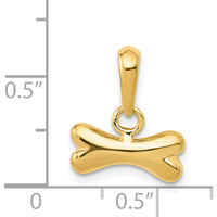 14K Yellow Gold Playful Dog Bone Pendant - 15mm Length by Oro Pregiato