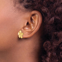 14K Yellow Gold Plumeria French Wire Drop Earrings - Solid Gold Floral Design by 0