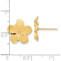 14K Yellow Gold Plumeria French Wire Drop Earrings - Solid Gold Floral Design by 0