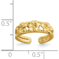 14K Yellow Gold Plumeria Toe Ring - Floral Design with Polished Finish by Oro Pregiato