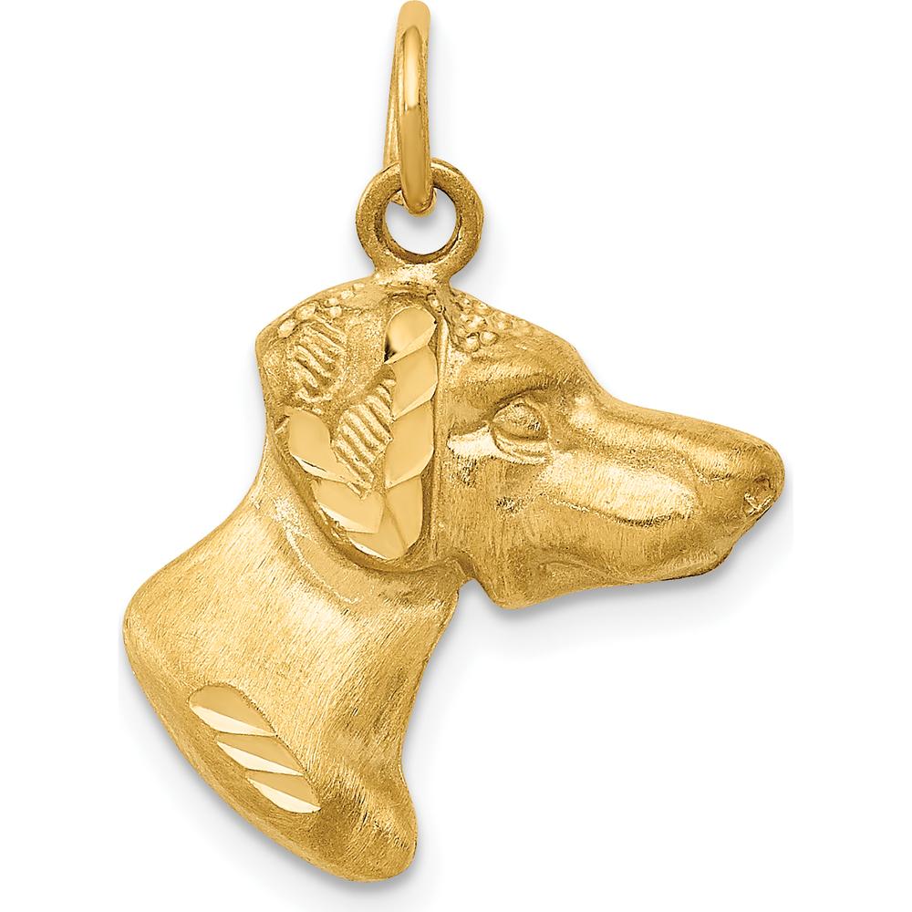 14K Yellow Gold Pointer Dog Charm with Brushed Diamond-Cut Texture by Oro Pregiato