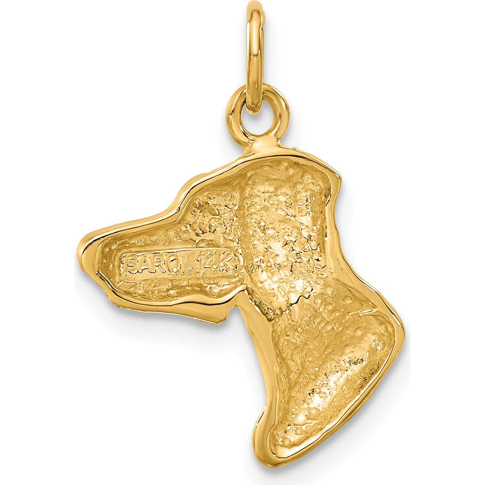 14K Yellow Gold Pointer Dog Charm with Brushed Diamond-Cut Texture by Oro Pregiato