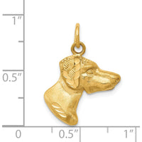 14K Yellow Gold Pointer Dog Charm with Brushed Diamond-Cut Texture by Oro Pregiato