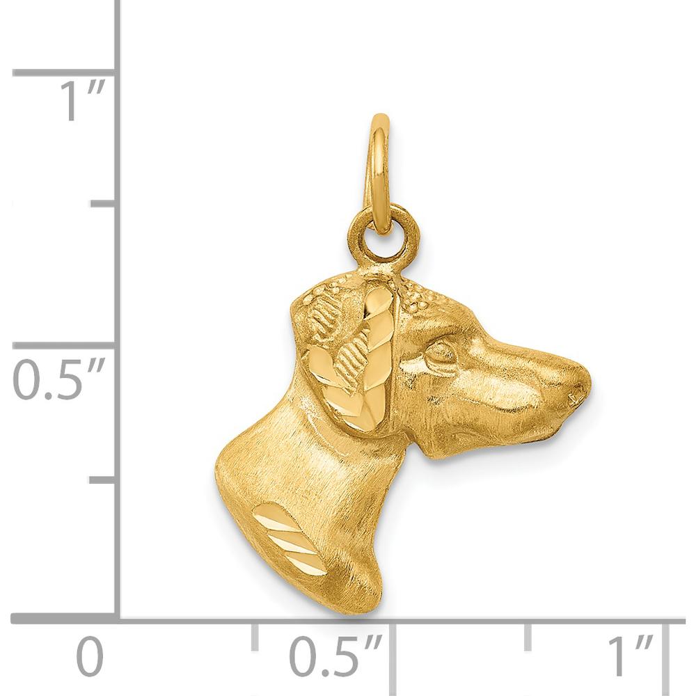 14K Yellow Gold Pointer Dog Charm with Brushed Diamond-Cut Texture by Oro Pregiato