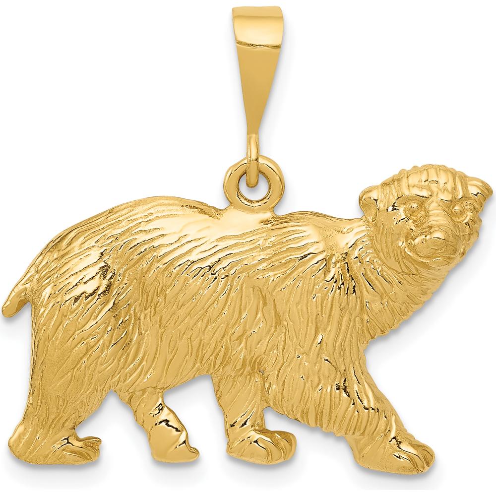 14K Yellow Gold Polar Bear Themed Charm - 27mm Length by Oro Pregiato