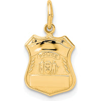 14K Yellow Gold Police Badge Charm - Engravable Themed Pendant