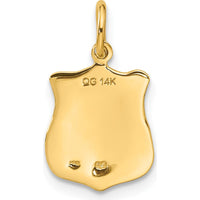 14K Yellow Gold Police Badge Charm - Engravable Themed Pendant