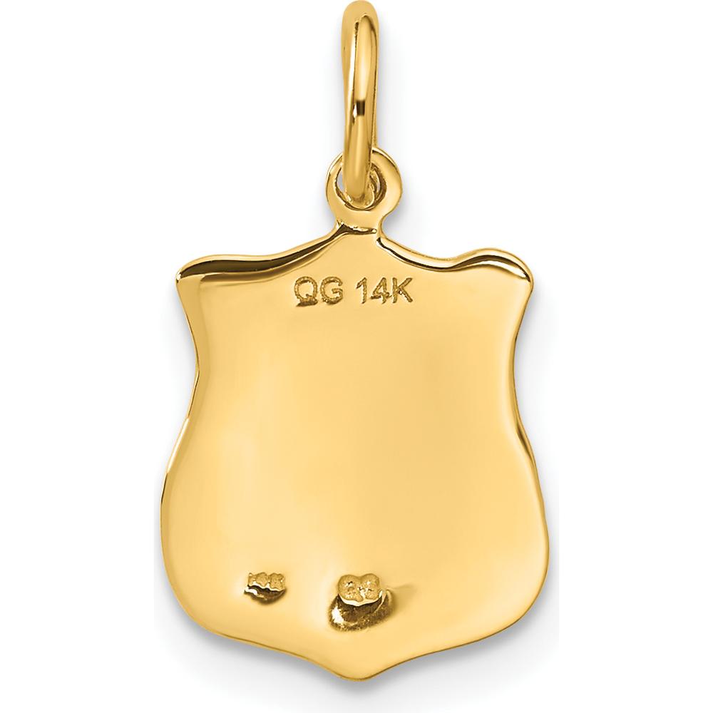 14K Yellow Gold Police Badge Charm - Engravable Themed Pendant
