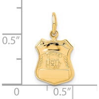 14K Yellow Gold Police Badge Charm - Engravable Themed Pendant