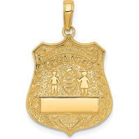 14K Yellow Gold POLICE Badge Pendant with Engravable Area by Oro Pregiato
