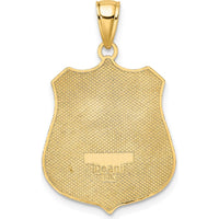 14K Yellow Gold POLICE Badge Pendant with Engravable Area by Oro Pregiato
