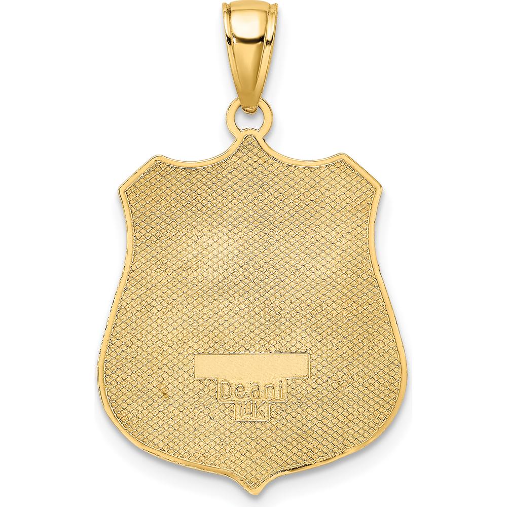 14K Yellow Gold POLICE Badge Pendant with Engravable Area by Oro Pregiato