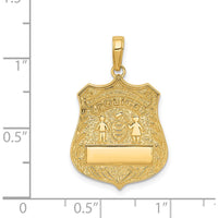 14K Yellow Gold POLICE Badge Pendant with Engravable Area by Oro Pregiato