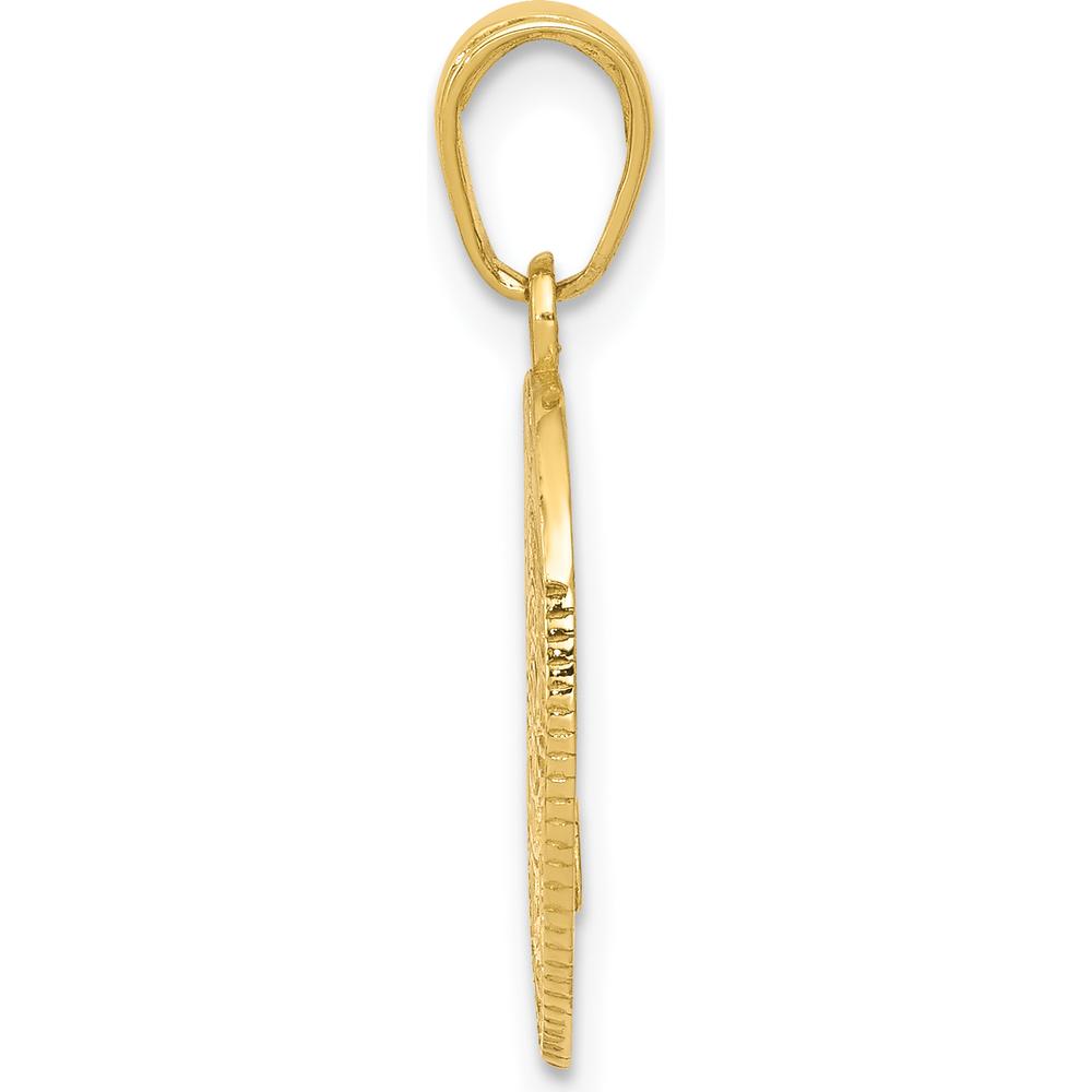 14K Yellow Gold Police Officer Badge Pendant - Solid Casted Design with Textured Finish by Oro Pregiato