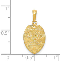 14K Yellow Gold Police Officer Badge Pendant - Solid Casted Design with Textured Finish by Oro Pregiato