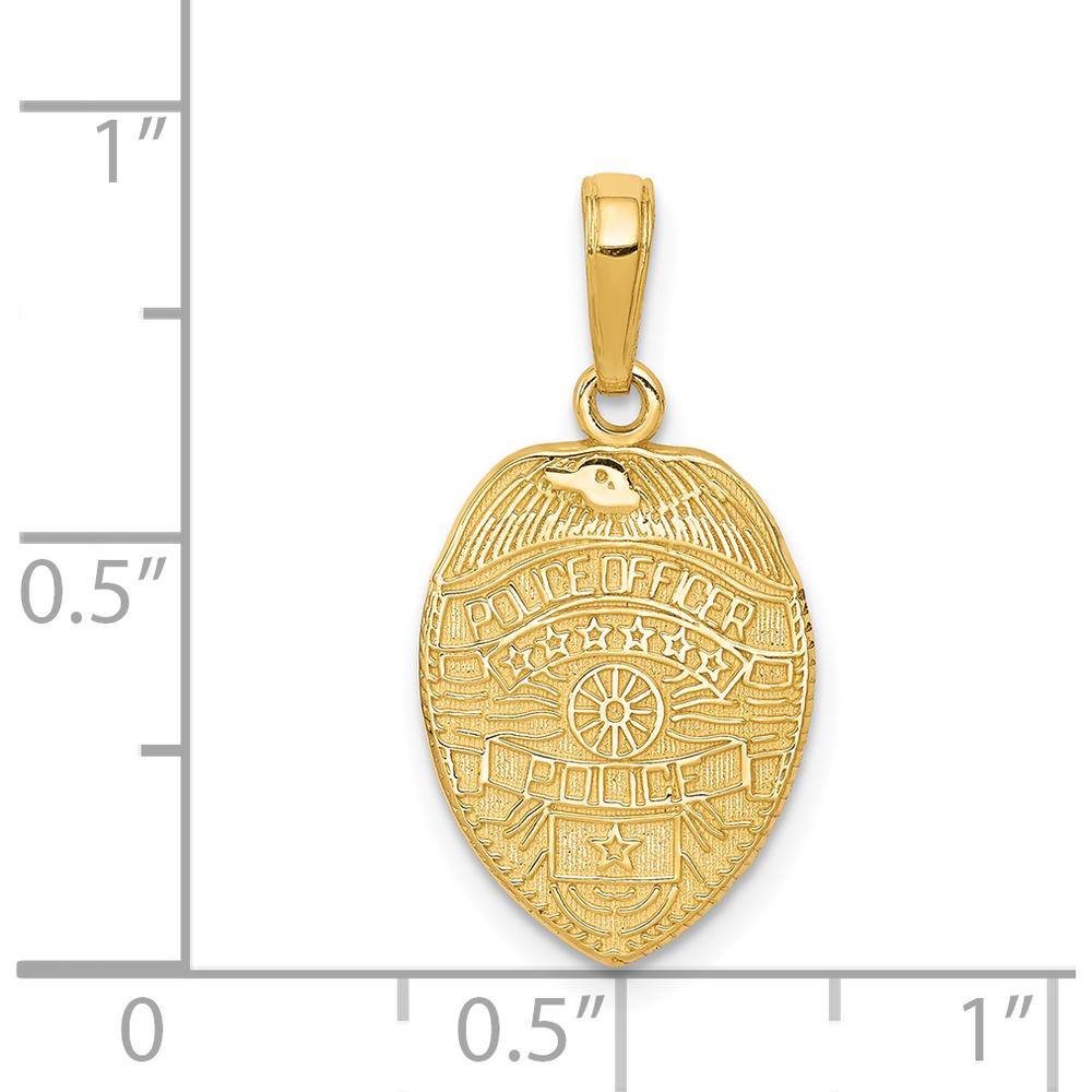 14K Yellow Gold Police Officer Badge Pendant - Solid Casted Design with Textured Finish by Oro Pregiato