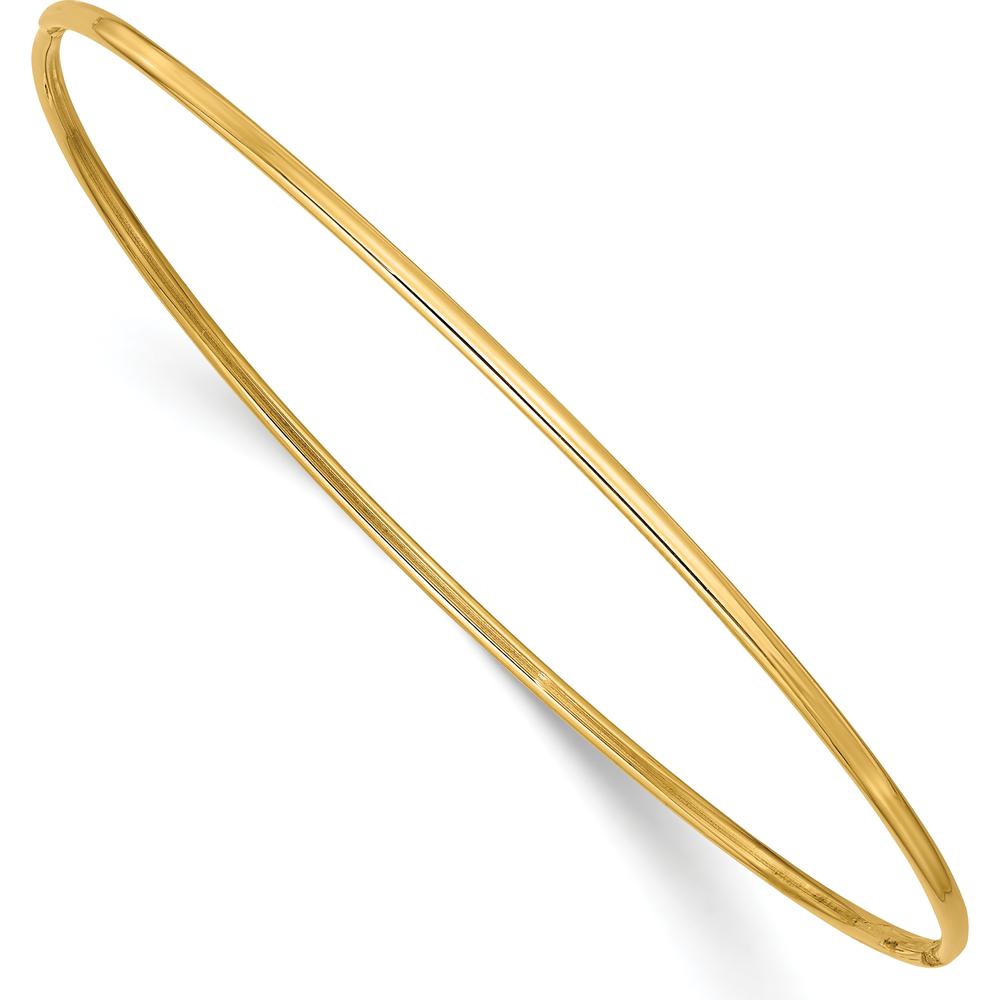 14K Yellow Gold Polished 1.5mm Slip-On Round Bangle Bracelet - 8 Inch Length by Oro Pregiato