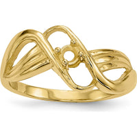 14K Yellow Gold Polished 1-Stone Mother's Ring Mounting - 2mm Width by Oro Pregiato