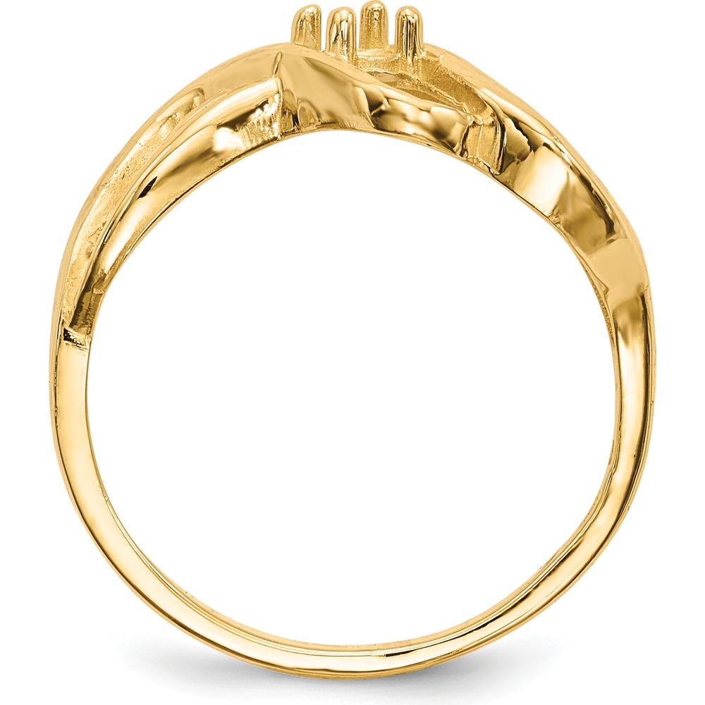 14K Yellow Gold Polished 1-Stone Mother's Ring Mounting - 2mm Width by Oro Pregiato