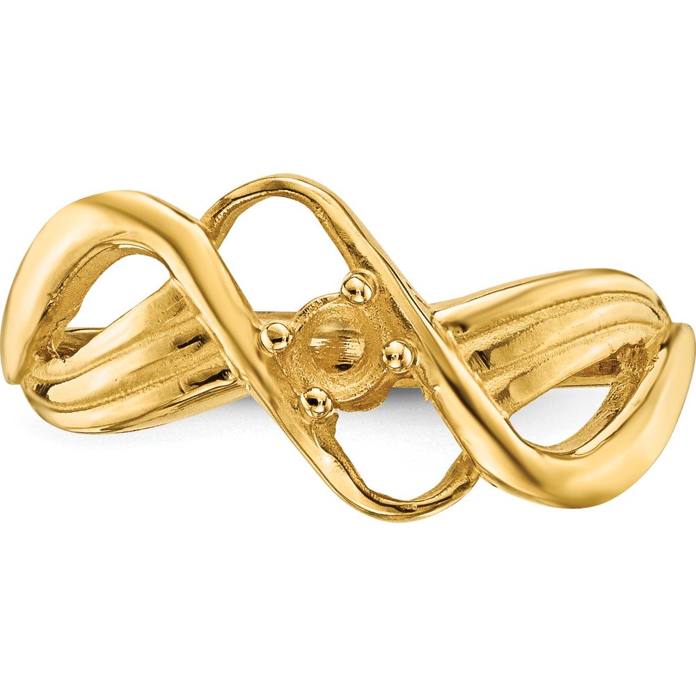 14K Yellow Gold Polished 1-Stone Mother's Ring Mounting - 2mm Width by Oro Pregiato