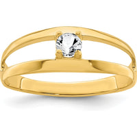 14K Yellow Gold Polished 1-Stone Mother's Ring Mounting - Customizable Gemstone Setting by Oro Pregiato