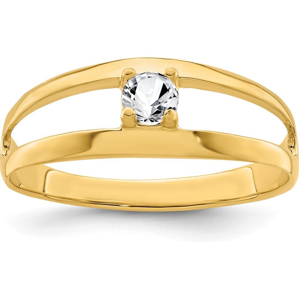 14K Yellow Gold Polished 1-Stone Mother's Ring Mounting - Customizable Gemstone Setting by Oro Pregiato