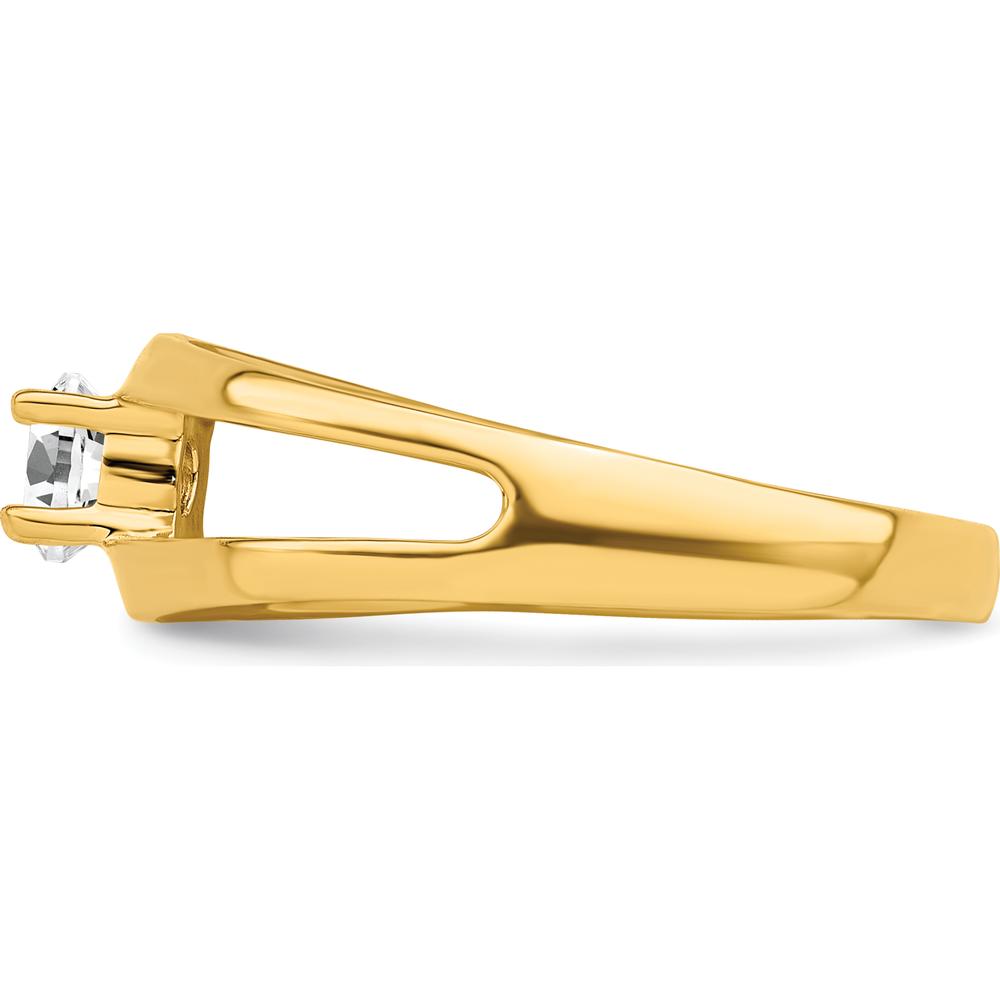 14K Yellow Gold Polished 1-Stone Mother's Ring Mounting - Customizable Gemstone Setting by Oro Pregiato