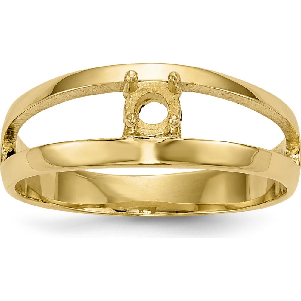14K Yellow Gold Polished 1-Stone Mother's Ring Mounting - Customizable Gemstone Setting by Oro Pregiato