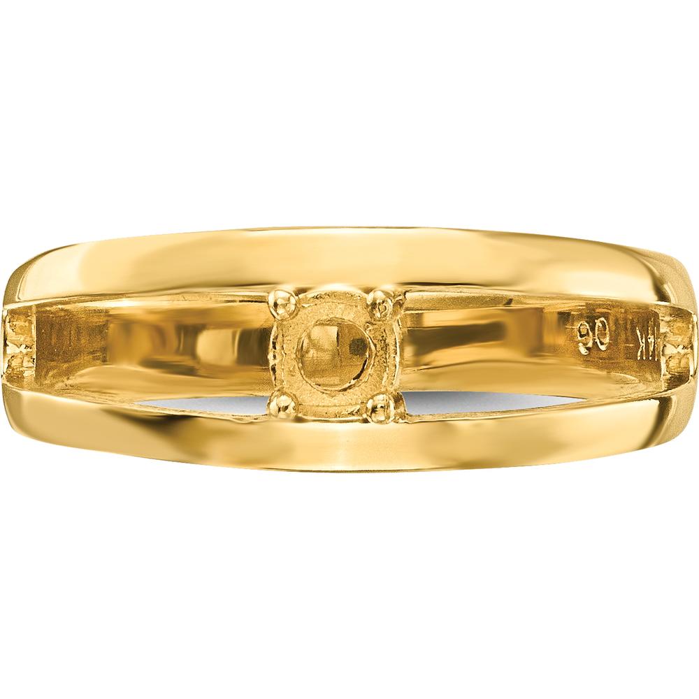 14K Yellow Gold Polished 1-Stone Mother's Ring Mounting - Customizable Gemstone Setting by Oro Pregiato