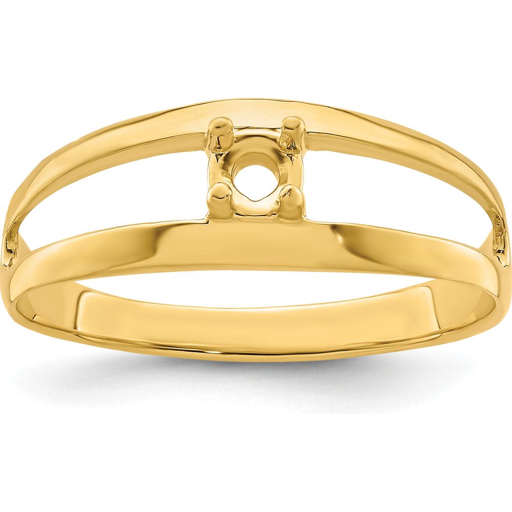 14K Yellow Gold Polished 1-Stone Mother's Ring Mounting - Customizable Gemstone Setting by Oro Pregiato