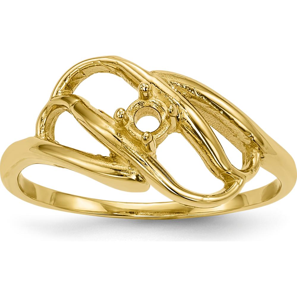 14K Yellow Gold Polished 1-Stone Mother's Ring Mounting - Customizable Stone Setting by Monteluci Fine Jewelry