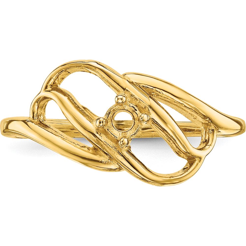 14K Yellow Gold Polished 1-Stone Mother's Ring Mounting - Customizable Stone Setting by Monteluci Fine Jewelry