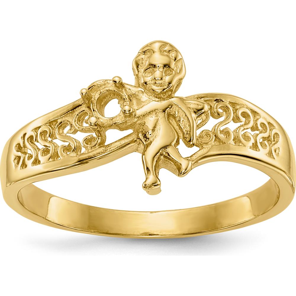 14K Yellow Gold Polished 1-Stone Mother's Ring with Angel Band - Mounting Only by Oro Pregiato