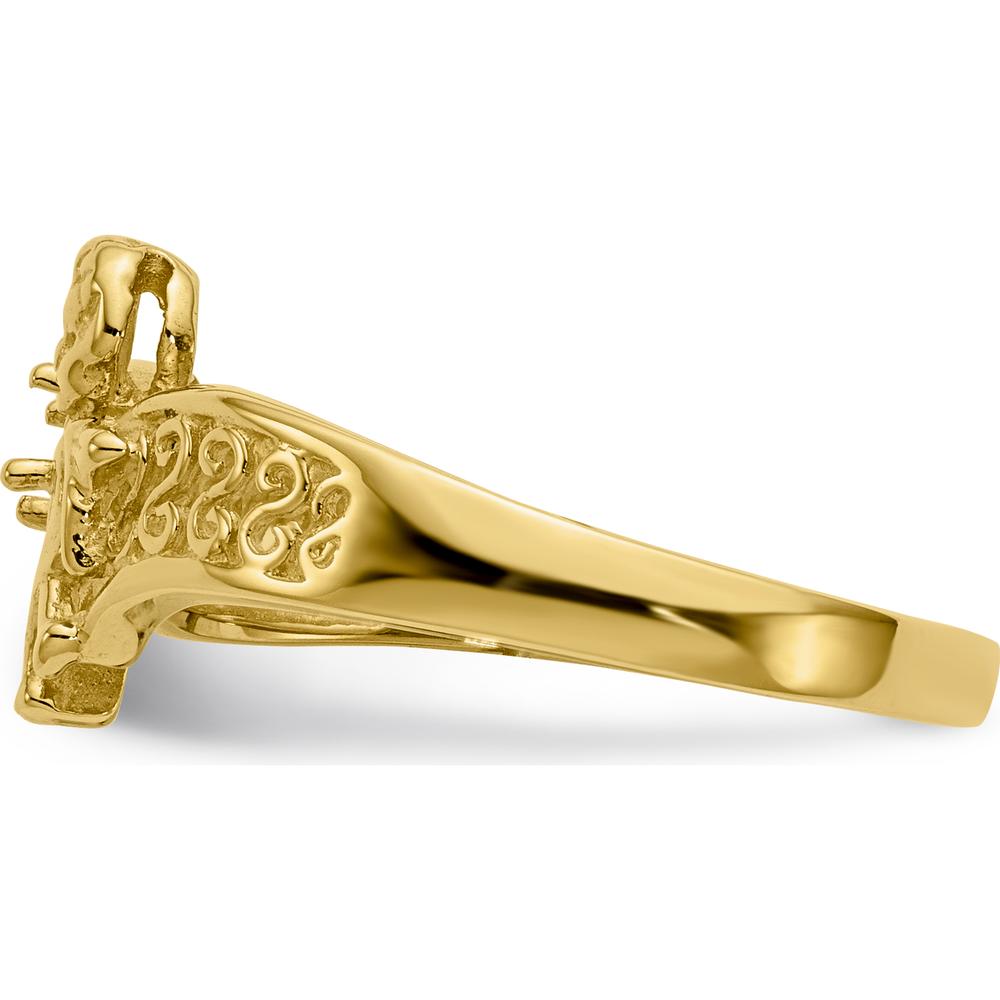 14K Yellow Gold Polished 1-Stone Mother's Ring with Angel Band - Mounting Only by Oro Pregiato
