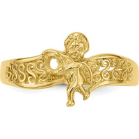 14K Yellow Gold Polished 1-Stone Mother's Ring with Angel Band - Mounting Only by Oro Pregiato