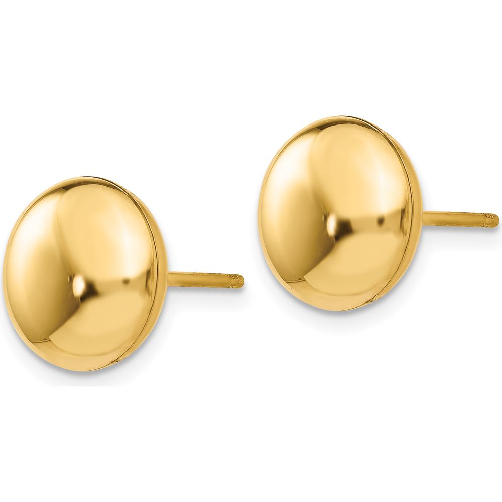 14K Yellow Gold Polished 10.5mm Button Post Earrings - Classic and Elegant Design for Women by Oro Pregiato